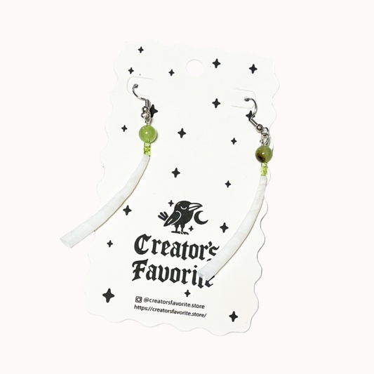 Dentalium Shell Earrings – Mint Green, Baby Blue, Pink, Soft White Beaded Dangles