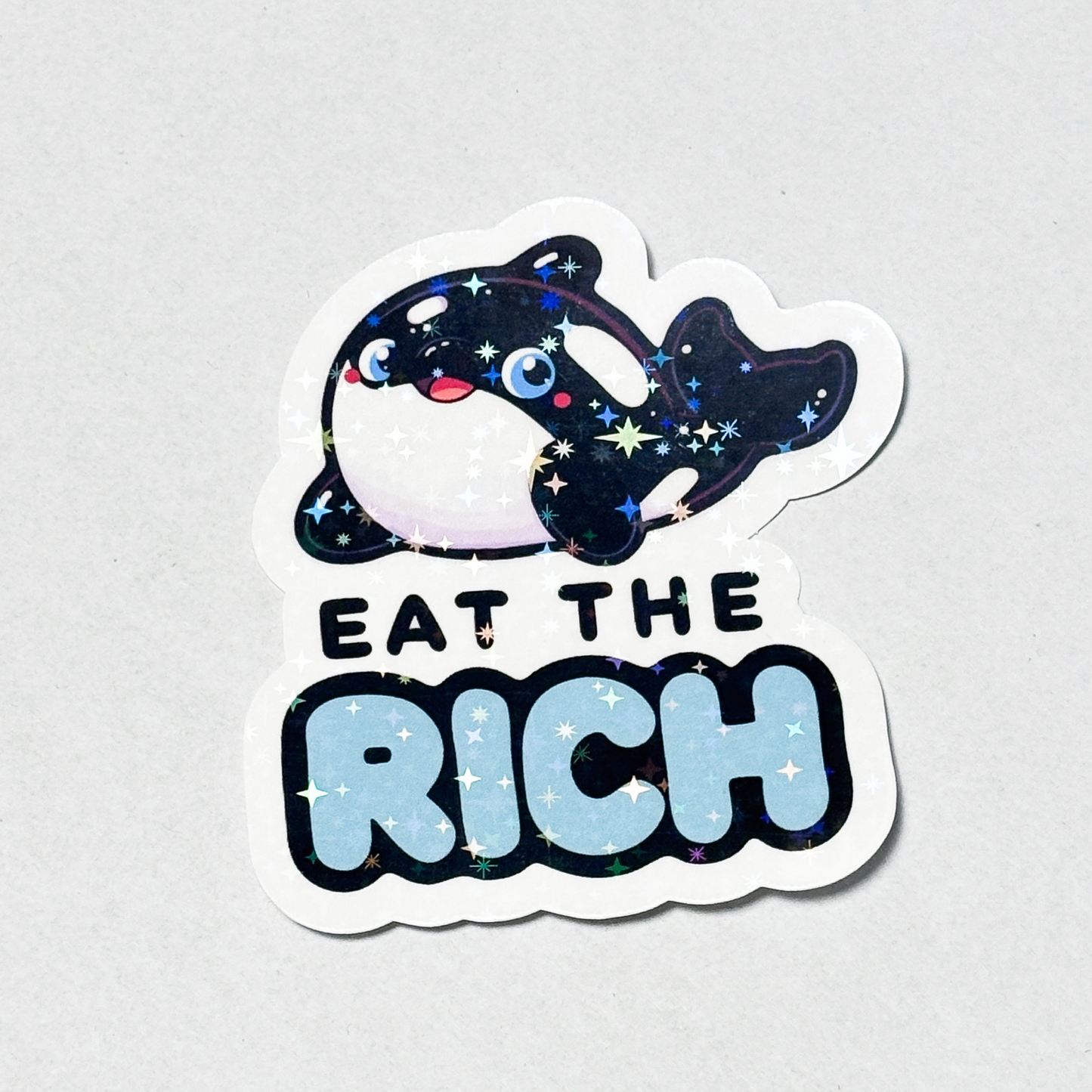 Eat the Rich Holographic Vinyl Sticker – Waterproof, Weatherproof, Anti-Capitalist Decal